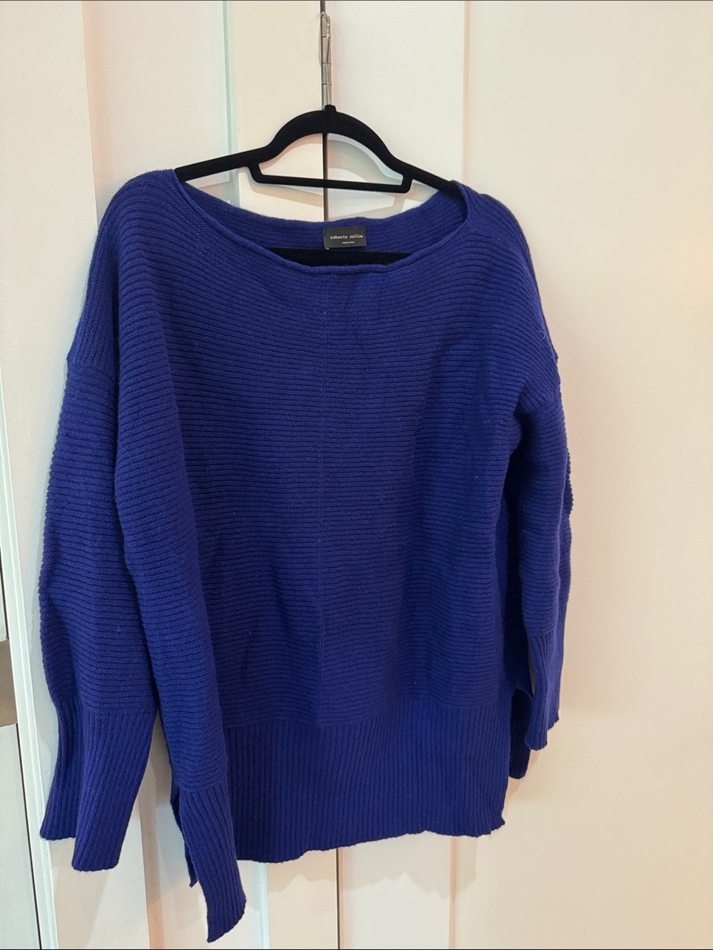 Roberto Collina Royal Blue Ribbed Scoop-Neck Sweater